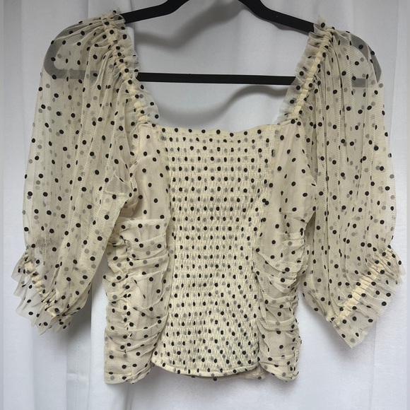 Maeve Short-Sleeve Mesh Ruched Top - Picture 8 of 12